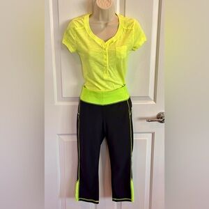 Workout outfit! Fits like Women’s Small. Some discoloration on shirt (see pics).